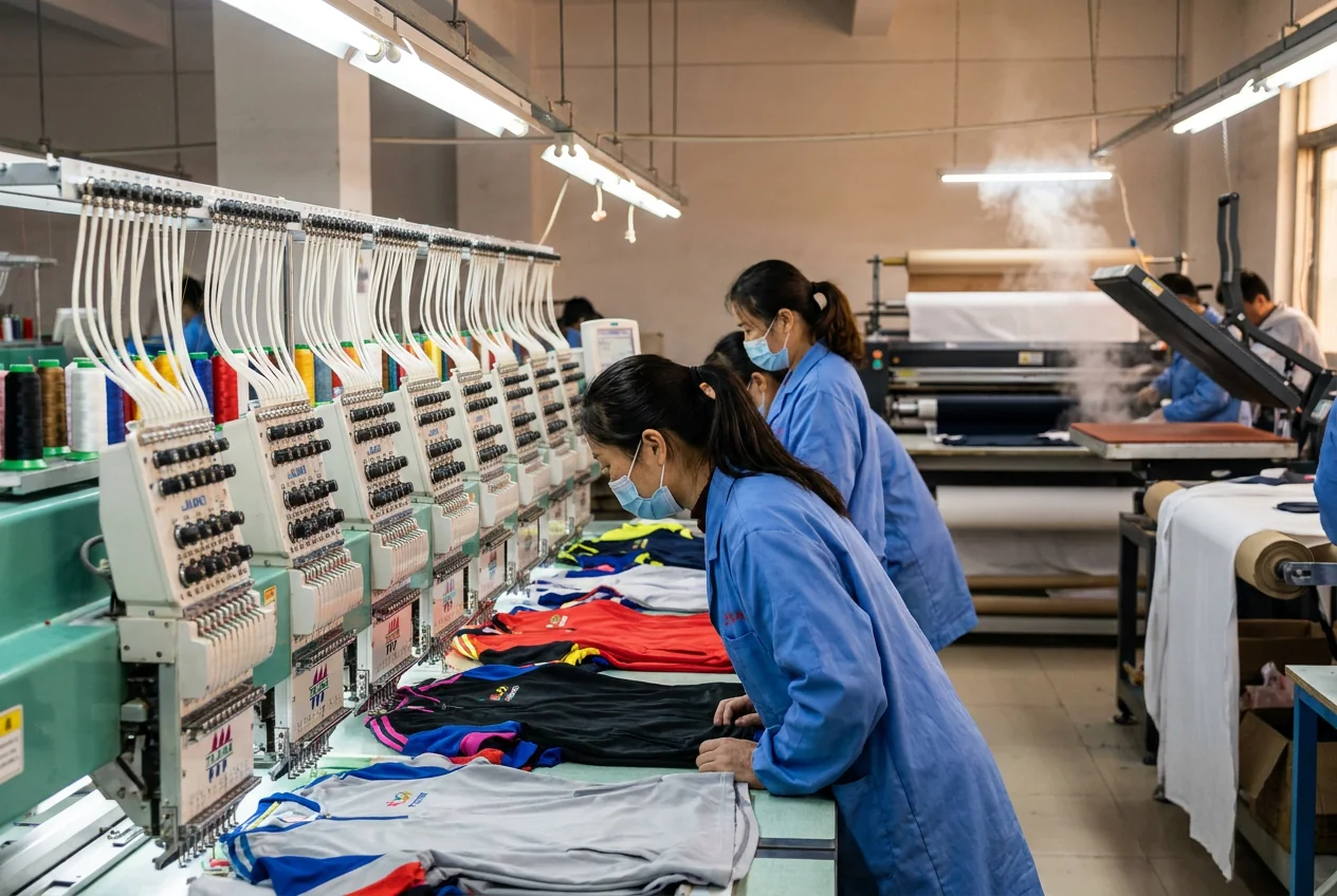In-house embroidery and sublimation print station