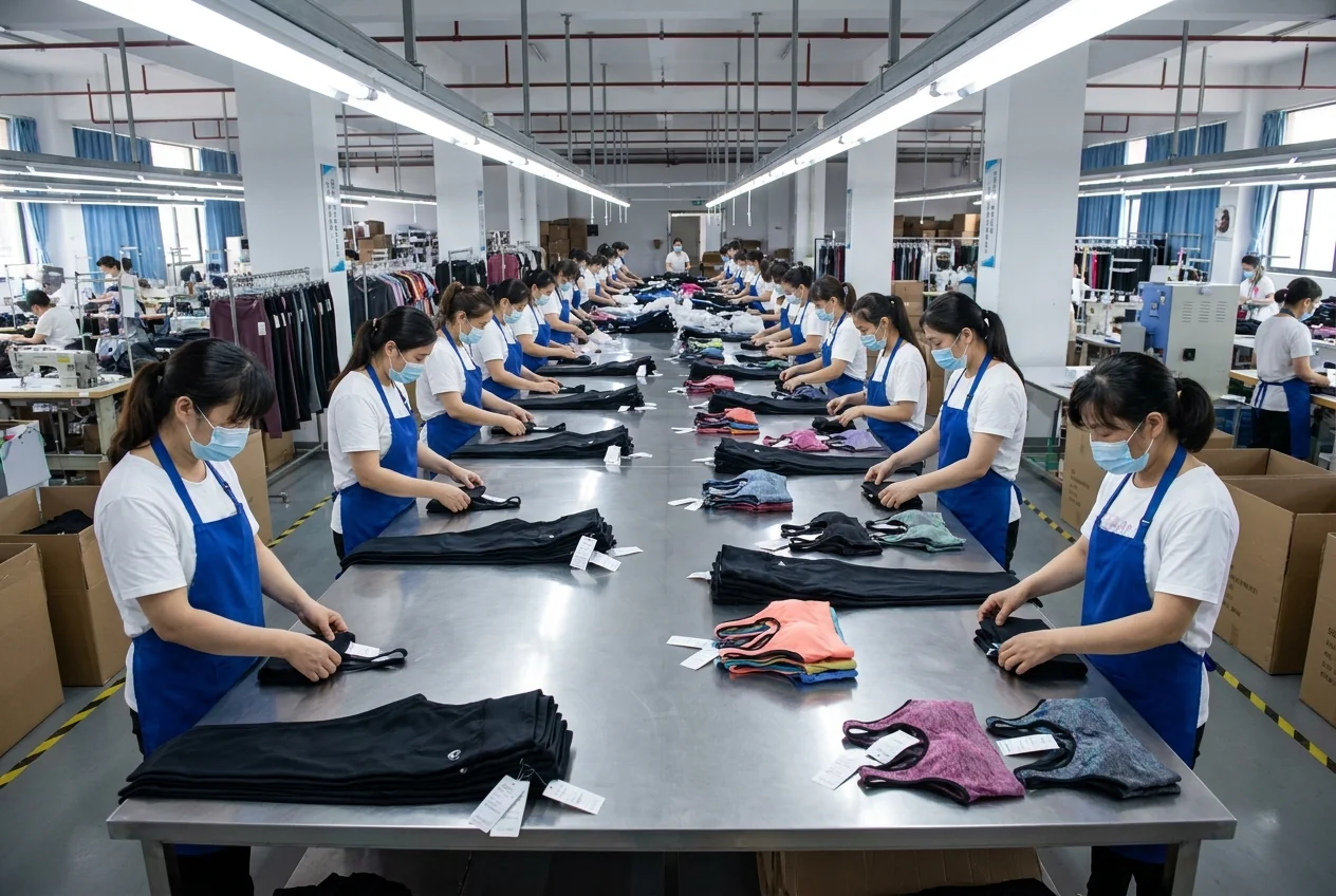 Finishing and folding line before shipment