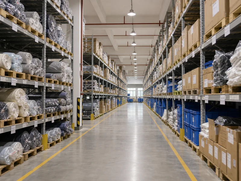 Organized warehouse shelving