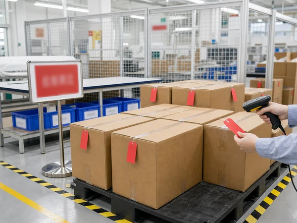 Red-tagged cartons in QC isolation zone