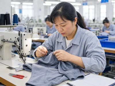 Operator at rework station fixing defect