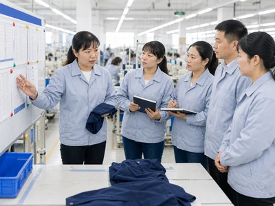 Supervisor explaining daily targets