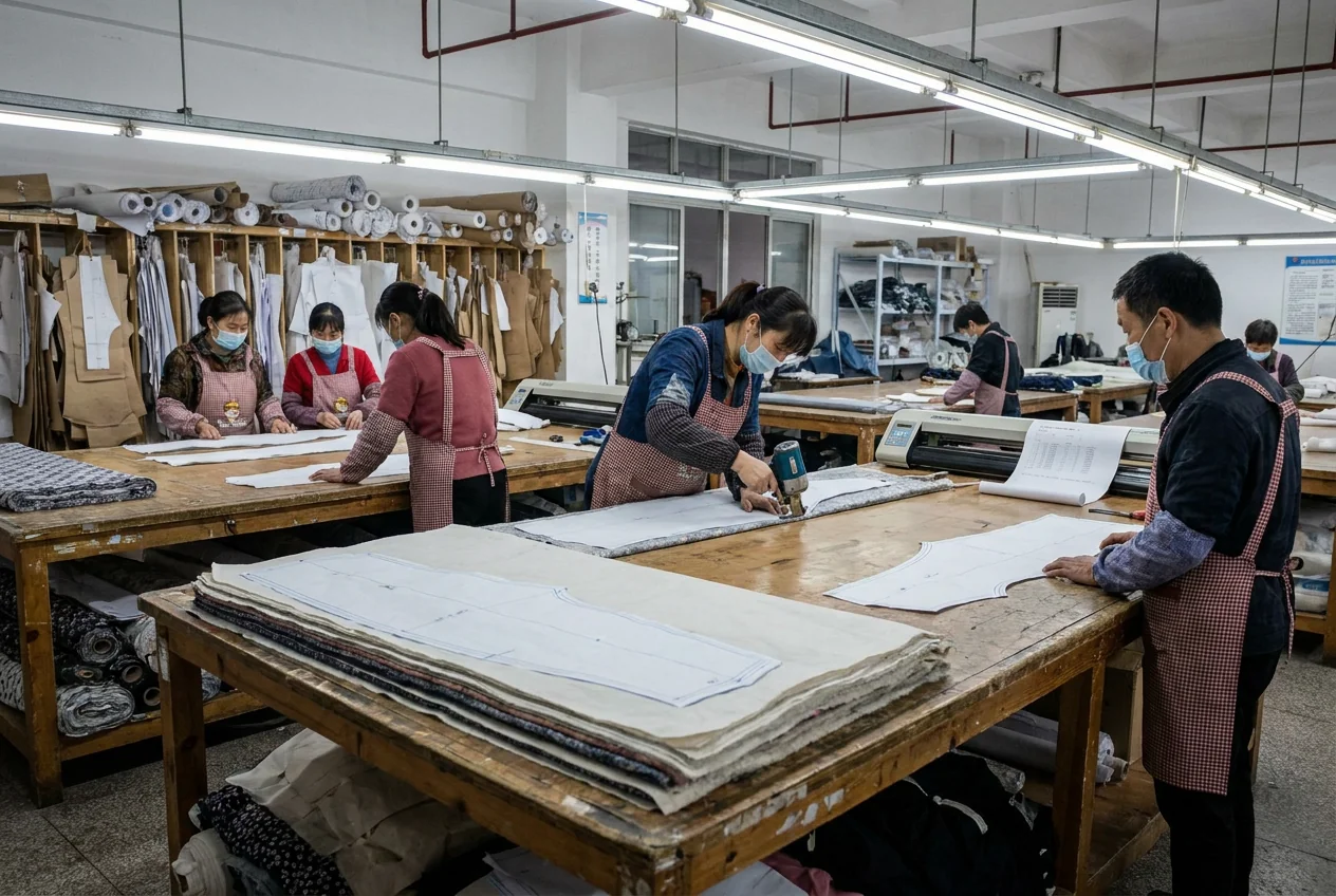 Berun cutting and pattern team at the cutting tables