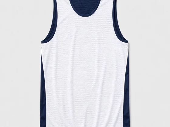 Reversible practice jersey outer face — white body with navy number 14