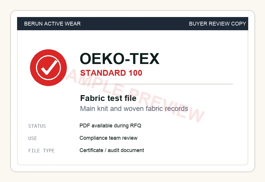 OEKO-TEX Standard 100 certificate