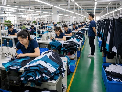 Cycling garment factory floor