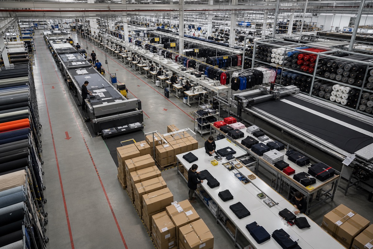Activewear factory floor used for OEM line allocation