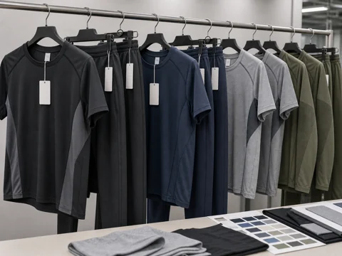 3 trainer uniforms hung side-by-side showing color match across years
