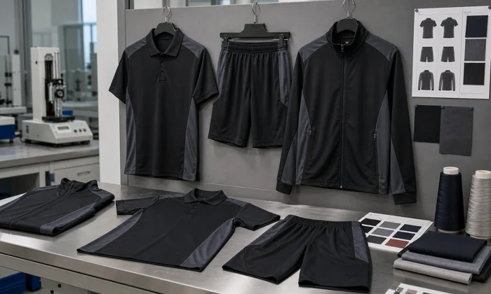 Trainer tee and branded zip-up jacket pair close-up
