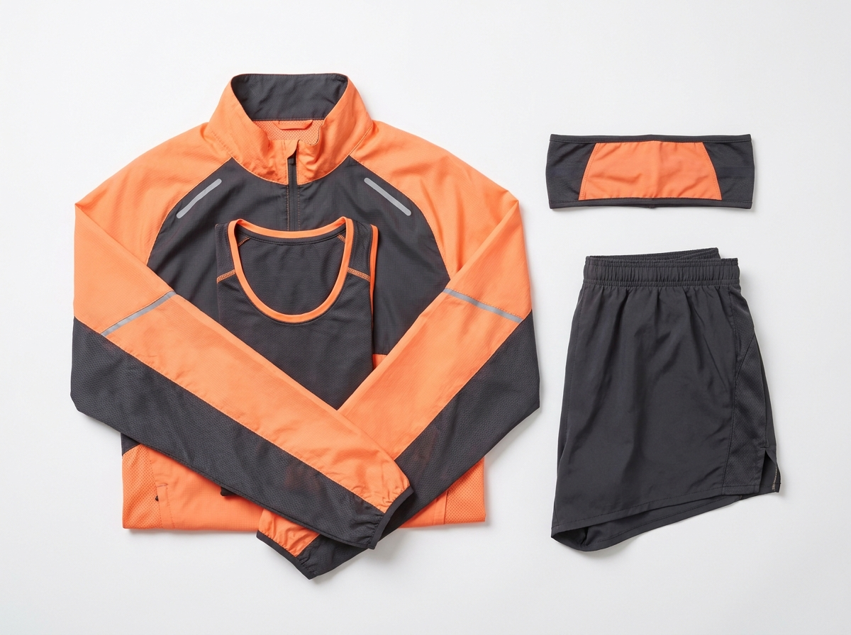 Outdoor and running apparel: windbreakers and tights