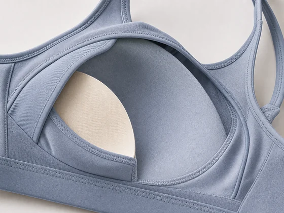 Annotated sports bra cup construction cutaway