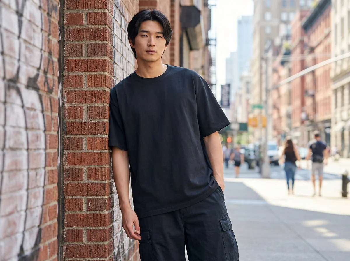 Oversized boxy heavyweight streetwear tee, drop shoulder