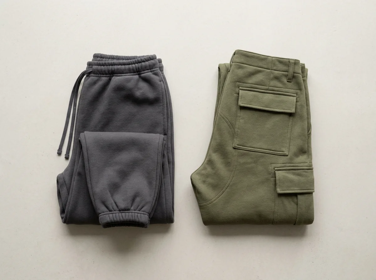 Streetwear sweatpants and cargo pants, relaxed baggy fit