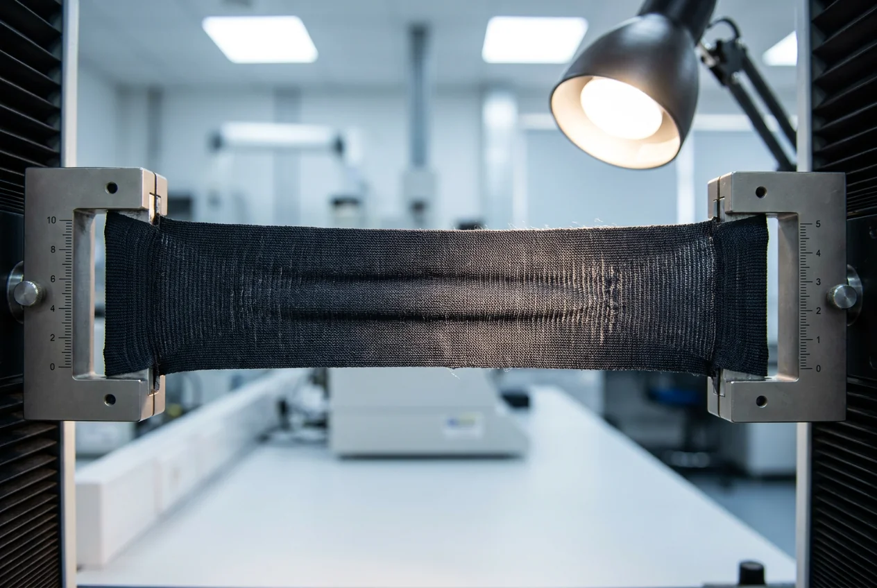 Yoga fabric stretch test under light